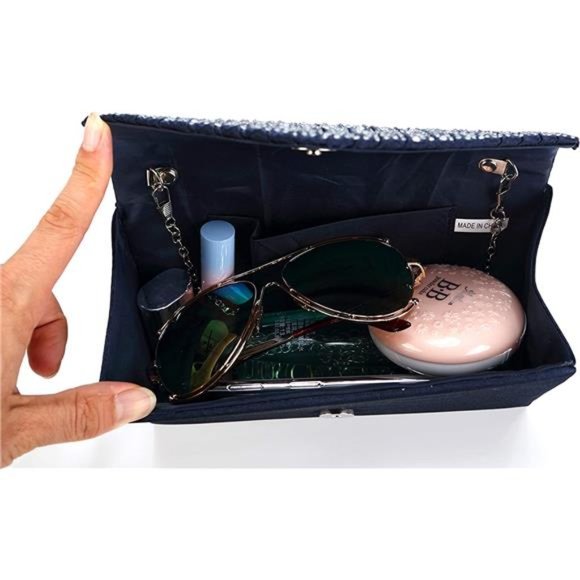 Purses and Handbags Envelope Evening Clutch Crossbody Bags Classic Dark Blue - Picture 4 of 6